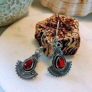 Garnet 925 Silver Earrings